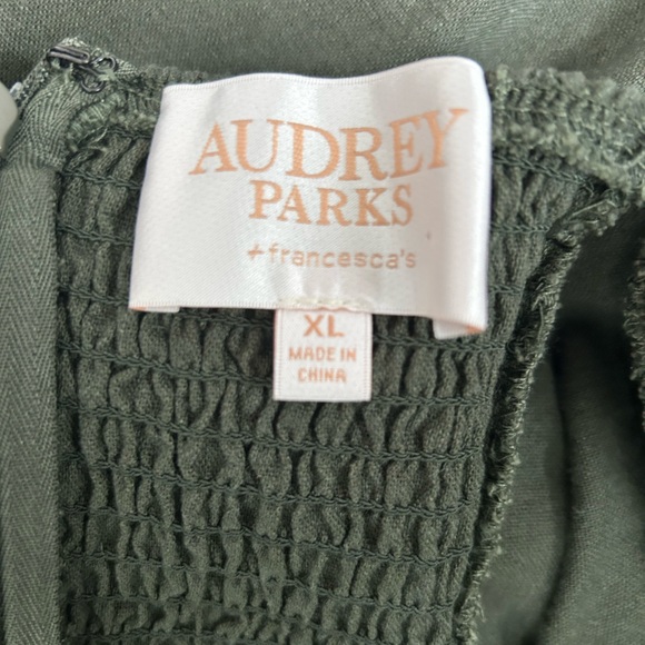 Audrey Parks Velma Army Green Wide Leg Ruffled Sleeve Jumpsuit XL - Picture 6 of 13